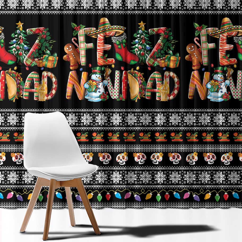 Mexican Sumbrero and Snowman Christmas Window Curtain Feliz Navidad Mexico - Wonder Print Shop