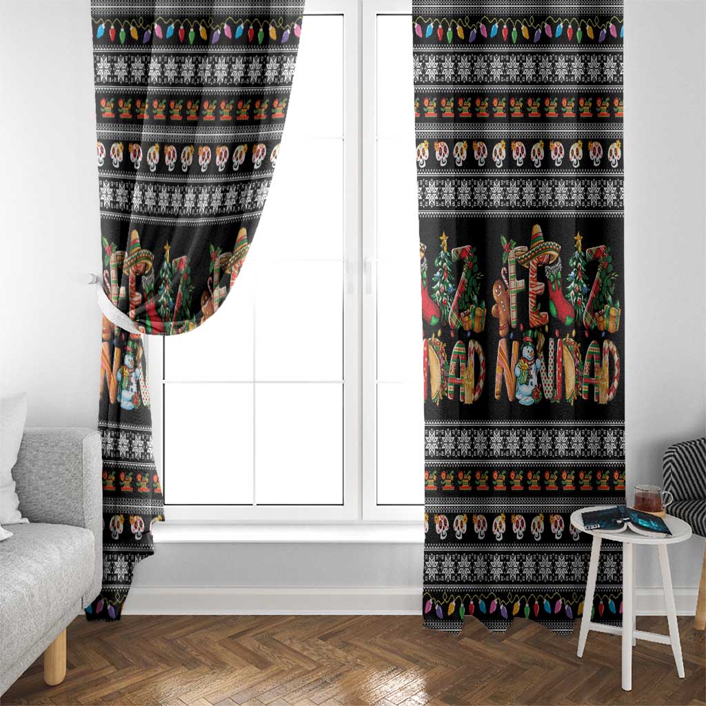 Mexican Sumbrero and Snowman Christmas Window Curtain Feliz Navidad Mexico - Wonder Print Shop