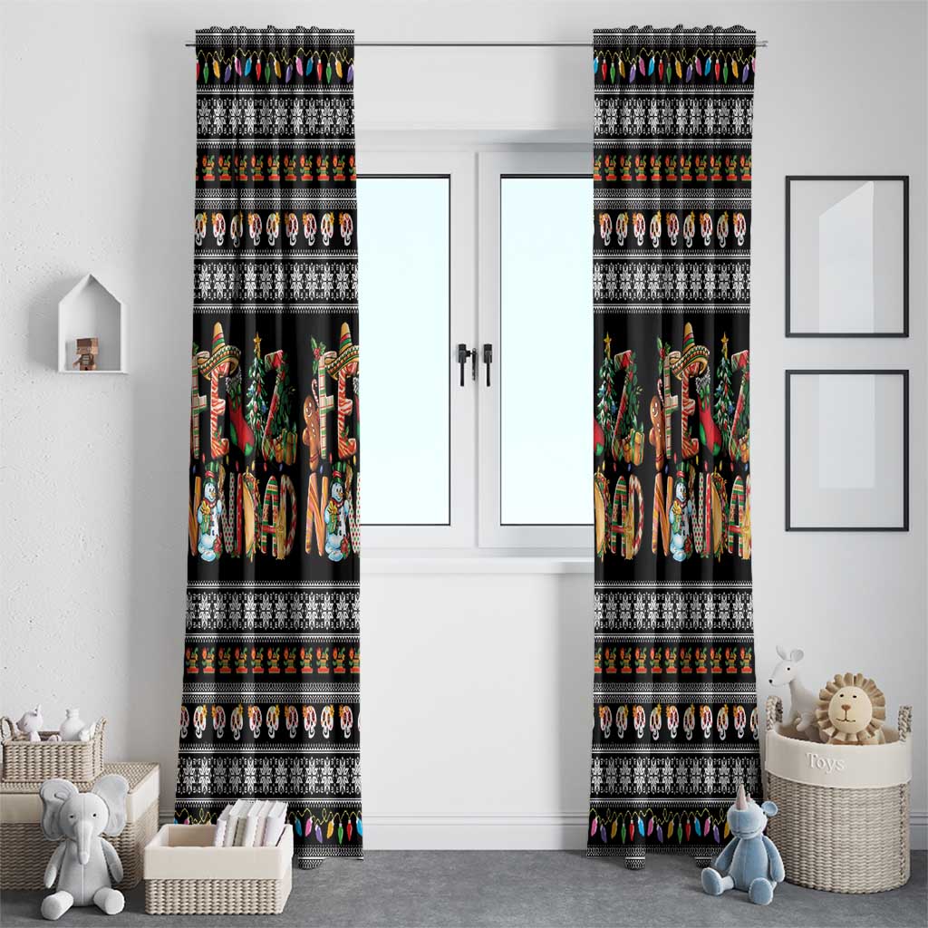 Mexican Sumbrero and Snowman Christmas Window Curtain Feliz Navidad Mexico - Wonder Print Shop