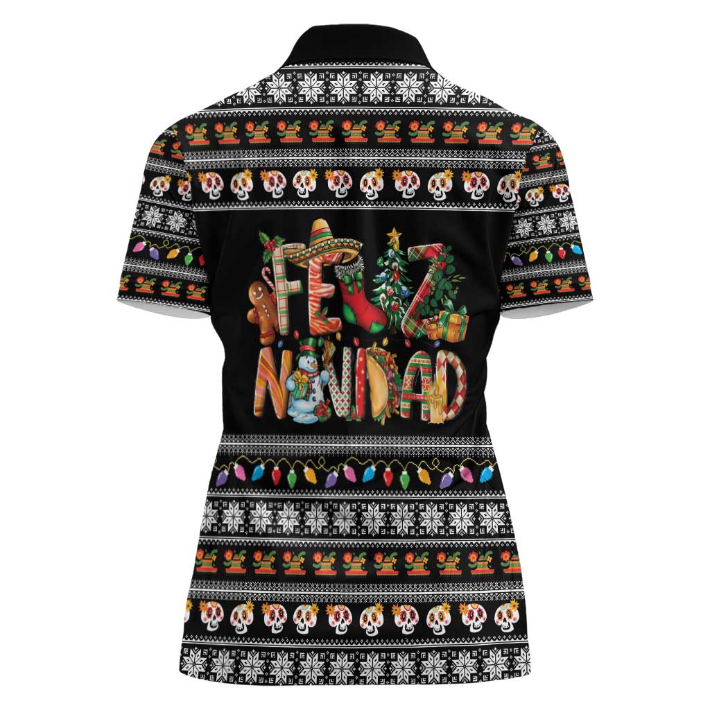 Mexican Sumbrero and Snowman Christmas Women Polo Shirt Feliz Navidad Mexico - Wonder Print Shop