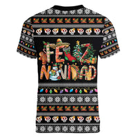 Mexican Sumbrero and Snowman Christmas Women V-Neck T-Shirt Feliz Navidad Mexico - Wonder Print Shop