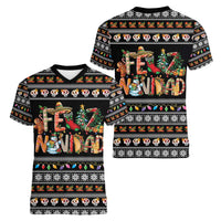 Mexican Sumbrero and Snowman Christmas Women V-Neck T-Shirt Feliz Navidad Mexico - Wonder Print Shop