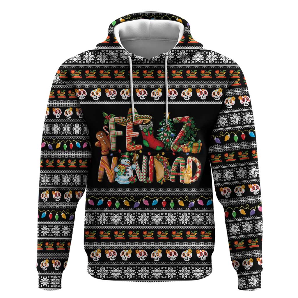 Mexican Sumbrero and Snowman Christmas Zip Hoodie Feliz Navidad Mexico - Wonder Print Shop