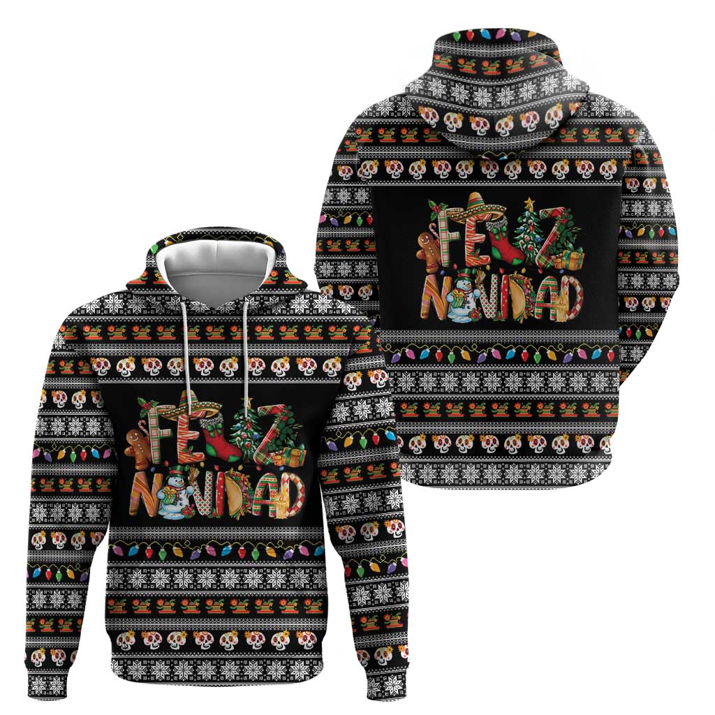 Mexican Sumbrero and Snowman Christmas Zip Hoodie Feliz Navidad Mexico - Wonder Print Shop