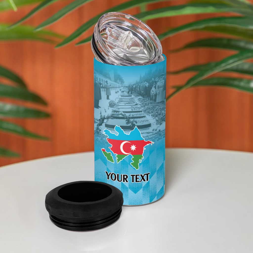 Personalized Azerbaijan Black January 4 in 1 Can Cooler Tumbler 20 Yanvar 1990 LT9 - Wonder Print Shop