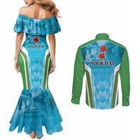 Personalized Azerbaijan Black January Couples Matching Mermaid Dress and Long Sleeve Button Shirt 20 Yanvar 1990