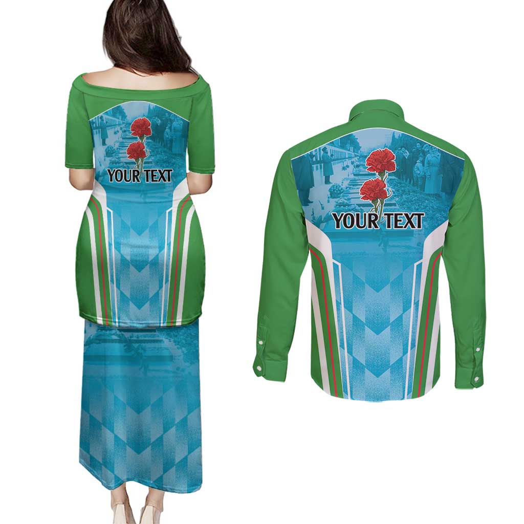 Personalized Azerbaijan Black January Couples Matching Puletasi and Long Sleeve Button Shirt 20 Yanvar 1990 LT9 - Wonder Print Shop