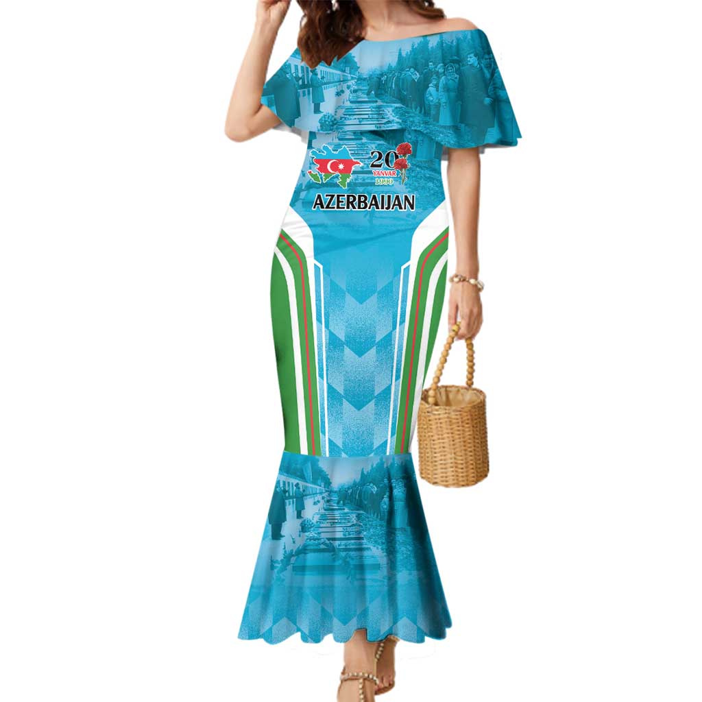 Personalized Azerbaijan Black January Family Matching Mermaid Dress and Hawaiian Shirt 20 Yanvar 1990 LT9 - Wonder Print Shop