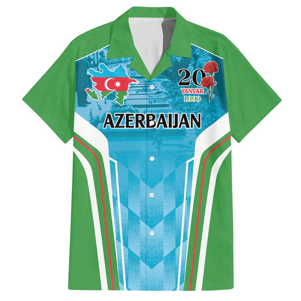 Personalized Azerbaijan Black January Family Matching Off Shoulder Maxi Dress and Hawaiian Shirt 20 Yanvar 1990 LT9 - Wonder Print Shop