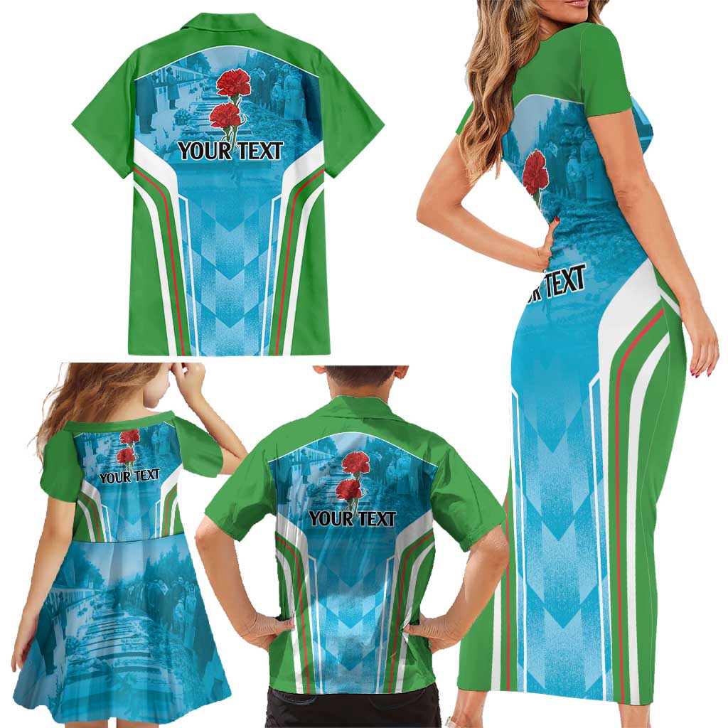 Personalized Azerbaijan Black January Family Matching Short Sleeve Bodycon Dress and Hawaiian Shirt 20 Yanvar 1990 - Wonder Print Shop