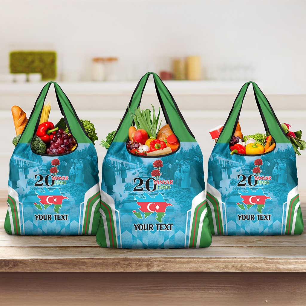 Personalized Azerbaijan Black January Grocery Bag 20 Yanvar 1990