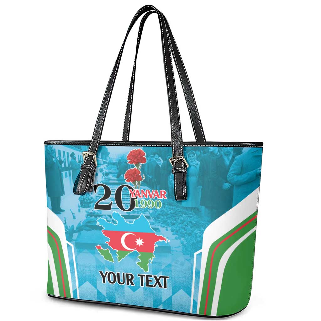 Personalized Azerbaijan Black January Leather Tote Bag 20 Yanvar 1990 - Wonder Print Shop