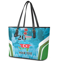 Personalized Azerbaijan Black January Leather Tote Bag 20 Yanvar 1990 - Wonder Print Shop
