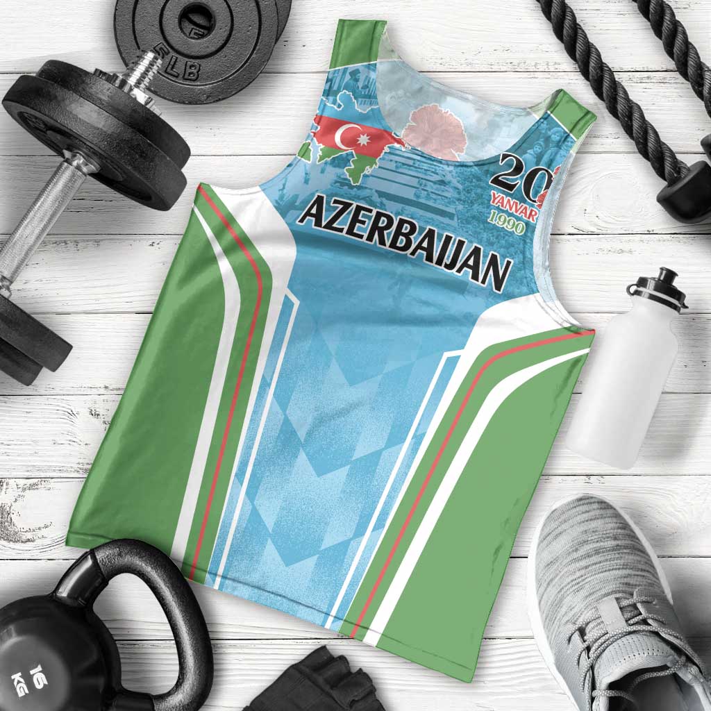 Personalized Azerbaijan Black January Men Tank Top 20 Yanvar 1990 - Wonder Print Shop