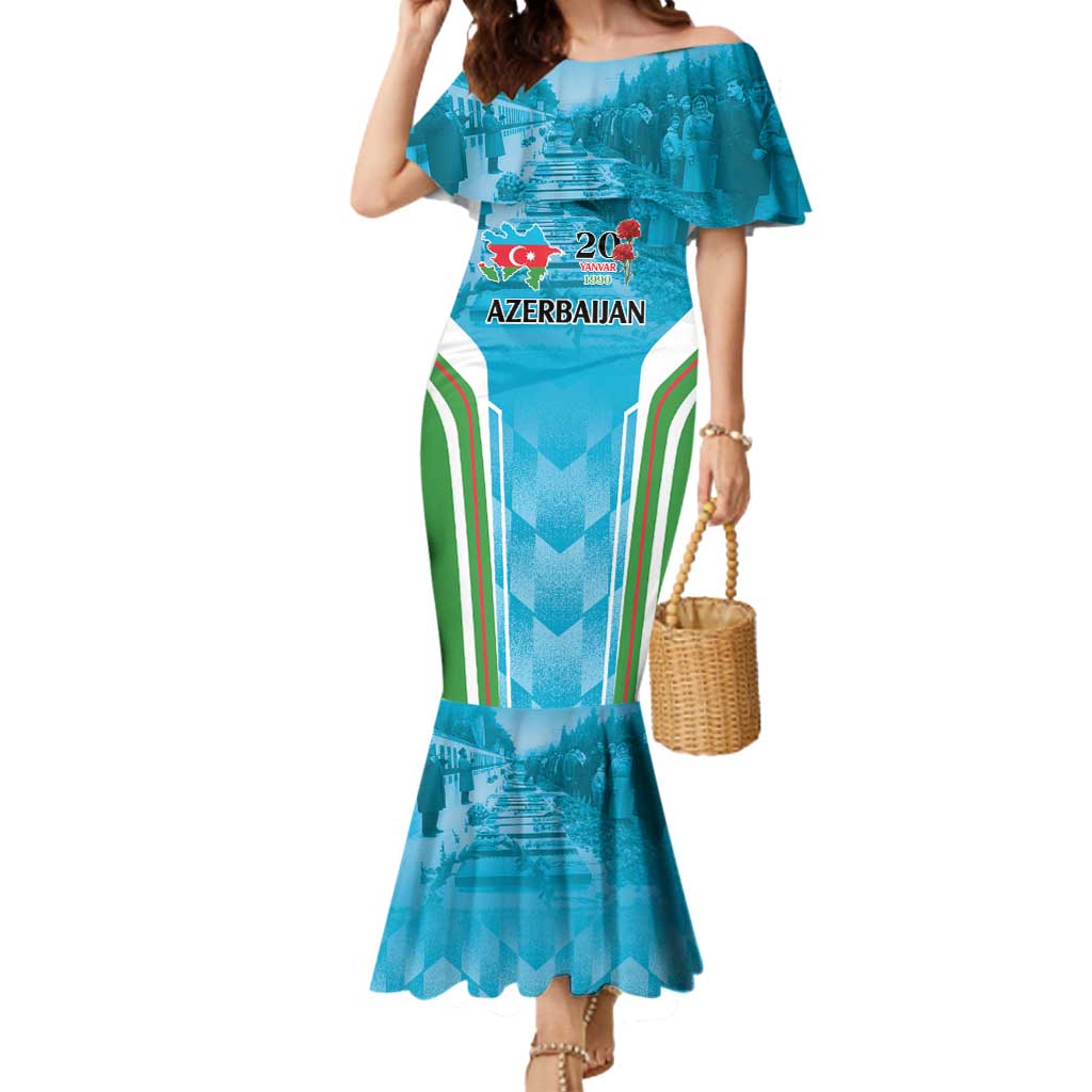 Personalized Azerbaijan Black January Mermaid Dress 20 Yanvar 1990 - Wonder Print Shop