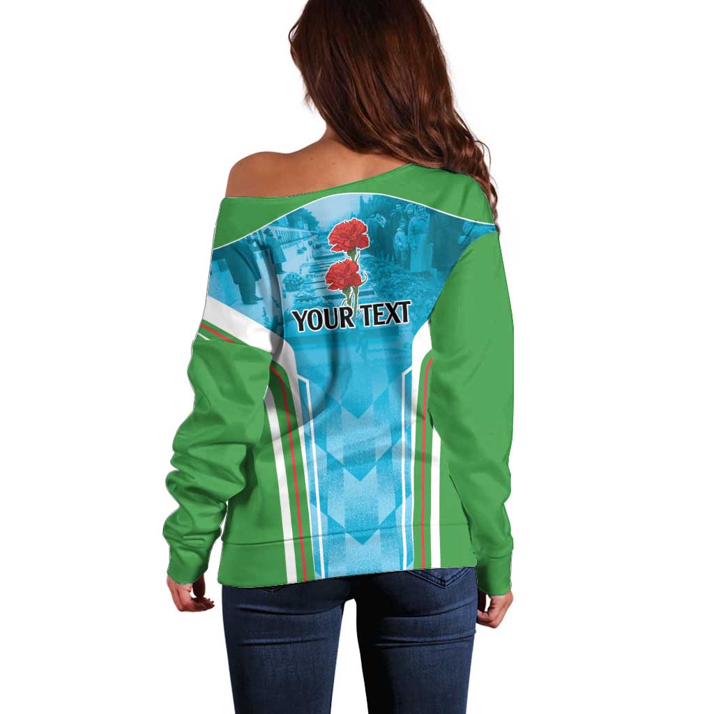 Personalized Azerbaijan Black January Off Shoulder Sweater 20 Yanvar 1990 - Wonder Print Shop