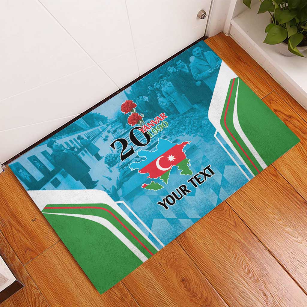 Personalized Azerbaijan Black January Rubber Doormat 20 Yanvar 1990 - Wonder Print Shop
