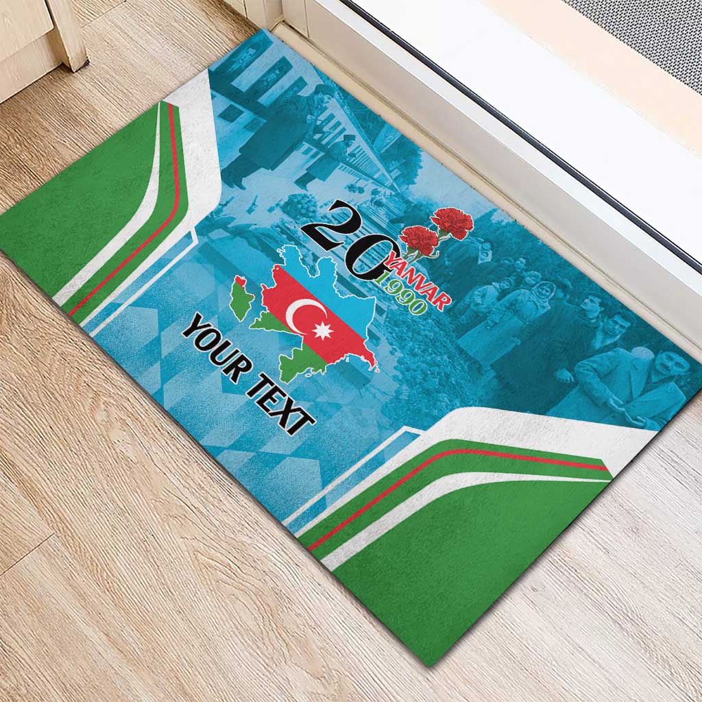 Personalized Azerbaijan Black January Rubber Doormat 20 Yanvar 1990 - Wonder Print Shop