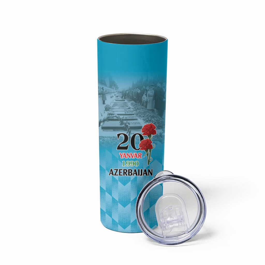Personalized Azerbaijan Black January Skinny Tumbler 20 Yanvar 1990 - Wonder Print Shop