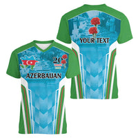 Personalized Azerbaijan Black January Women V-Neck T-Shirt 20 Yanvar 1990 - Wonder Print Shop