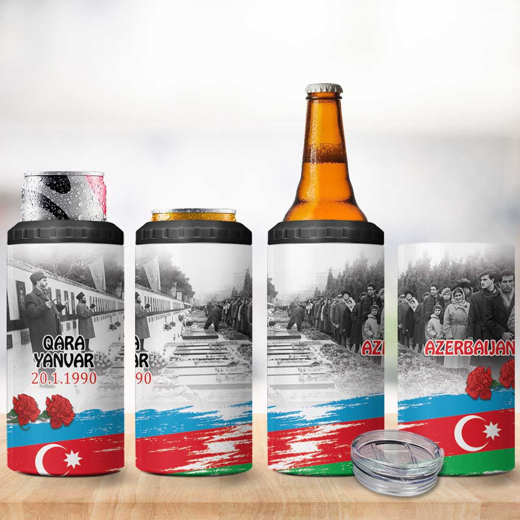 Azerbaijan Qara Yanvar 4 in 1 Can Cooler Tumbler with Flag Style LT9 - Wonder Print Shop