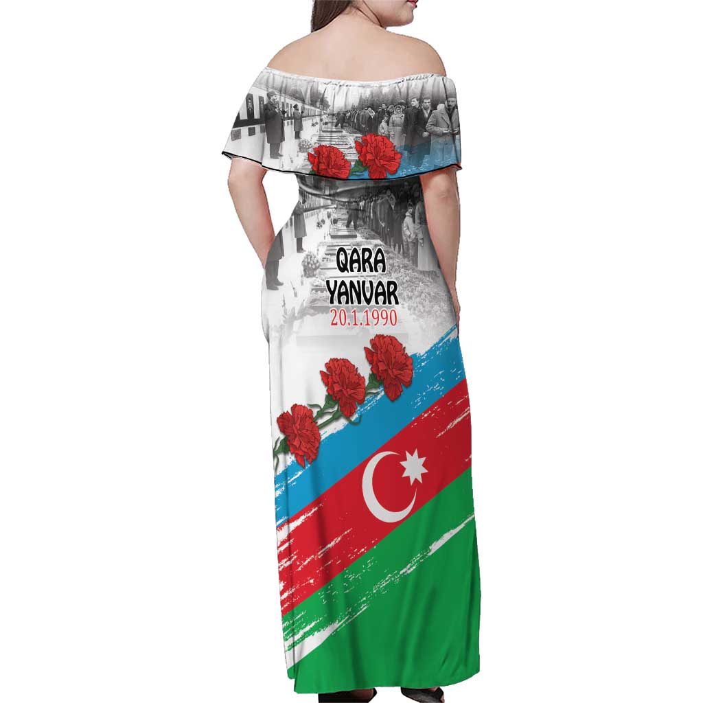 Azerbaijan Qara Yanvar Family Matching Off Shoulder Maxi Dress and Hawaiian Shirt with Flag Style LT9 - Wonder Print Shop