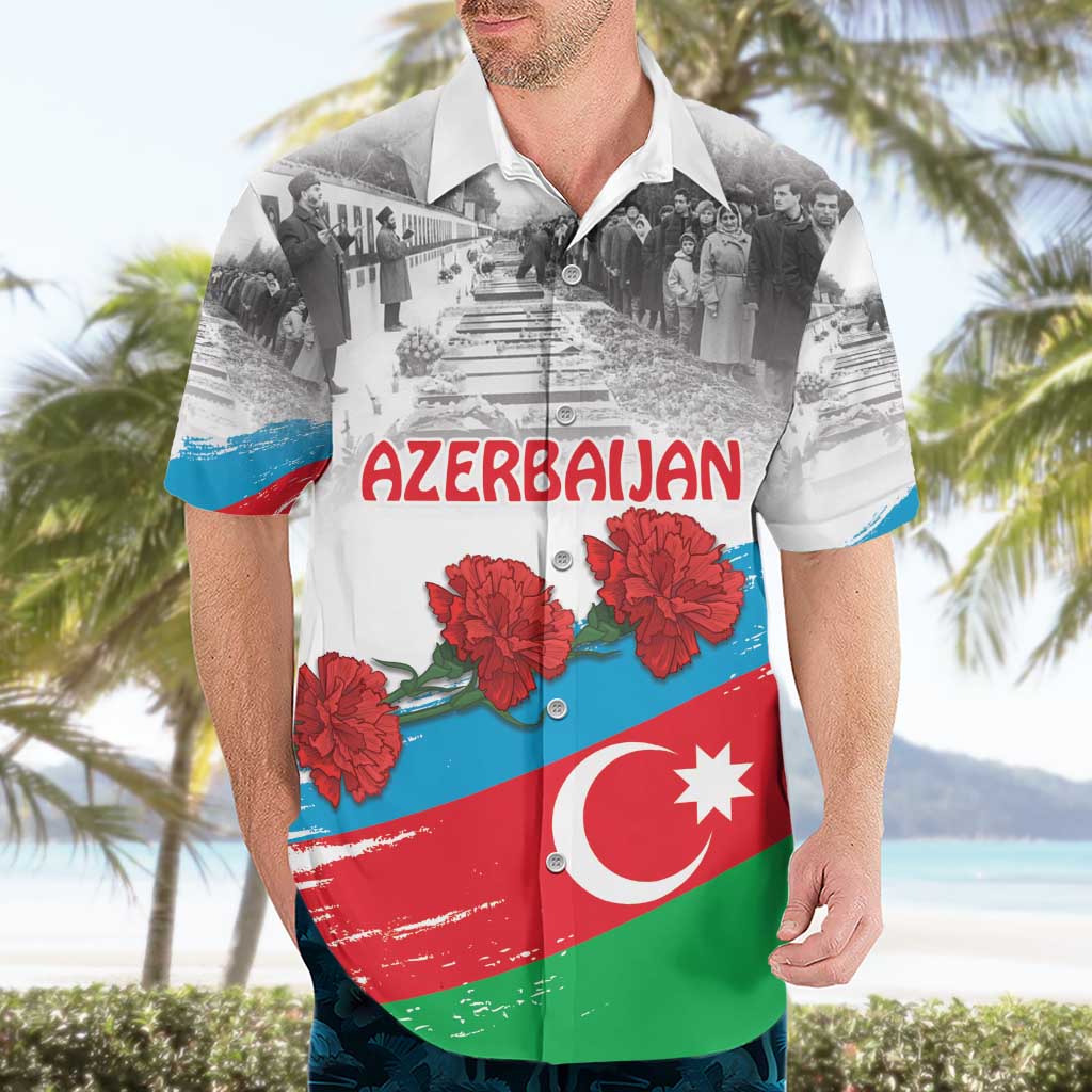 Azerbaijan Qara Yanvar Hawaiian Shirt with Flag Style - Wonder Print Shop
