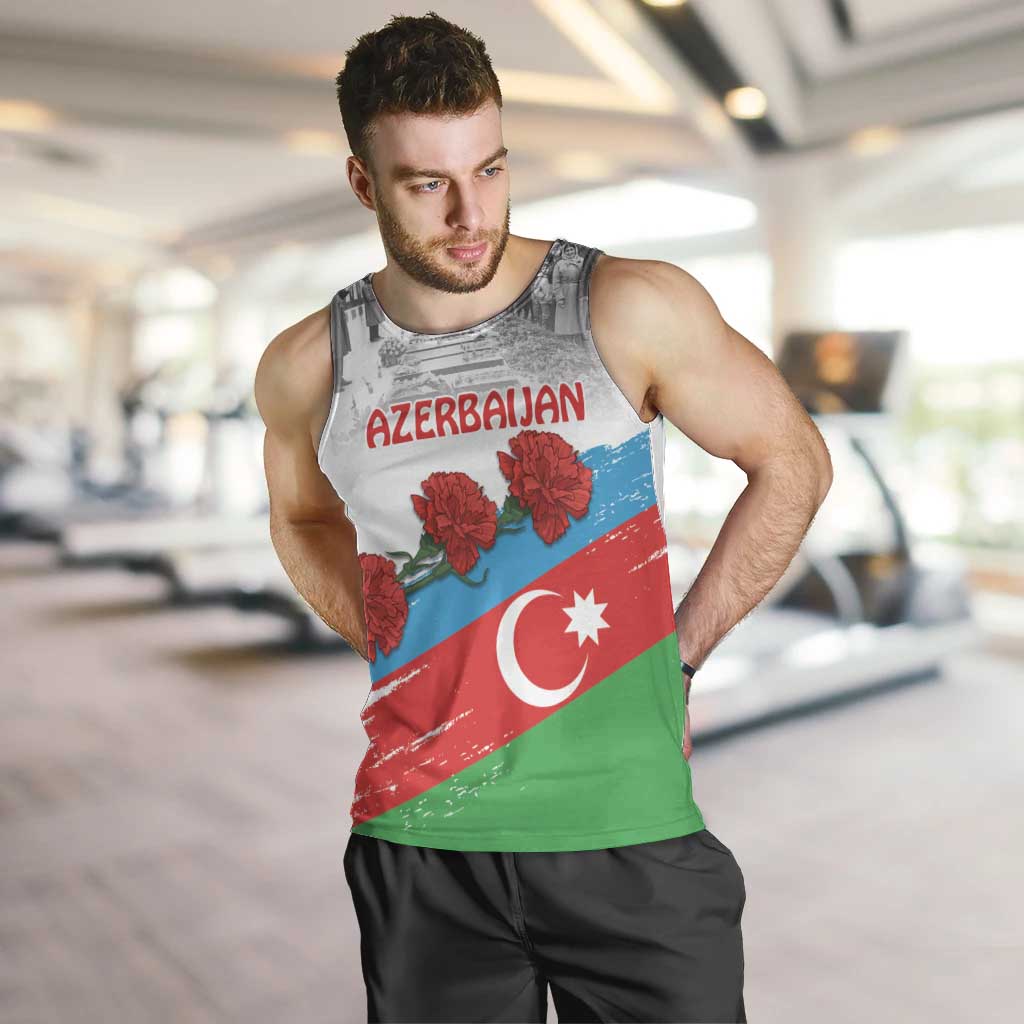 Azerbaijan Qara Yanvar Men Tank Top with Flag Style - Wonder Print Shop