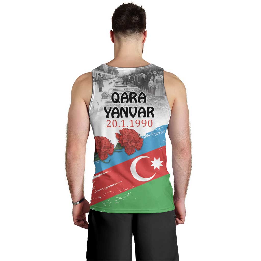 Azerbaijan Qara Yanvar Men Tank Top with Flag Style - Wonder Print Shop