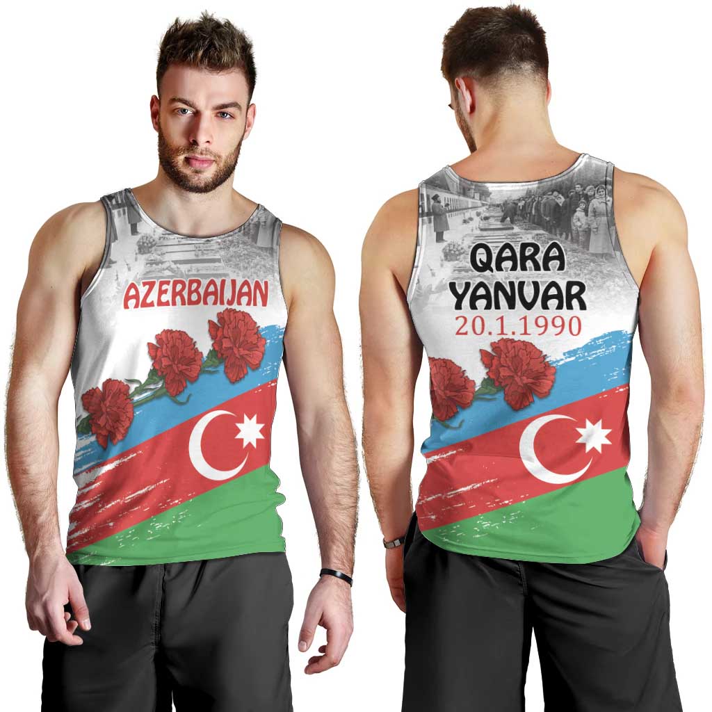 Azerbaijan Qara Yanvar Men Tank Top with Flag Style - Wonder Print Shop