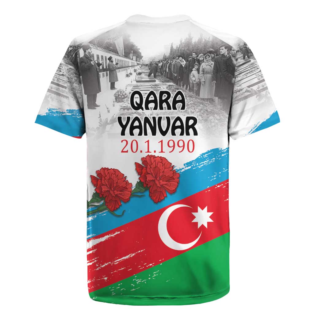 Azerbaijan Qara Yanvar Rugby Jersey with Flag Style - Wonder Print Shop