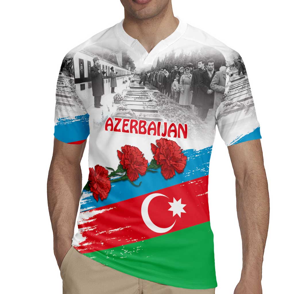 Azerbaijan Qara Yanvar Rugby Jersey with Flag Style - Wonder Print Shop