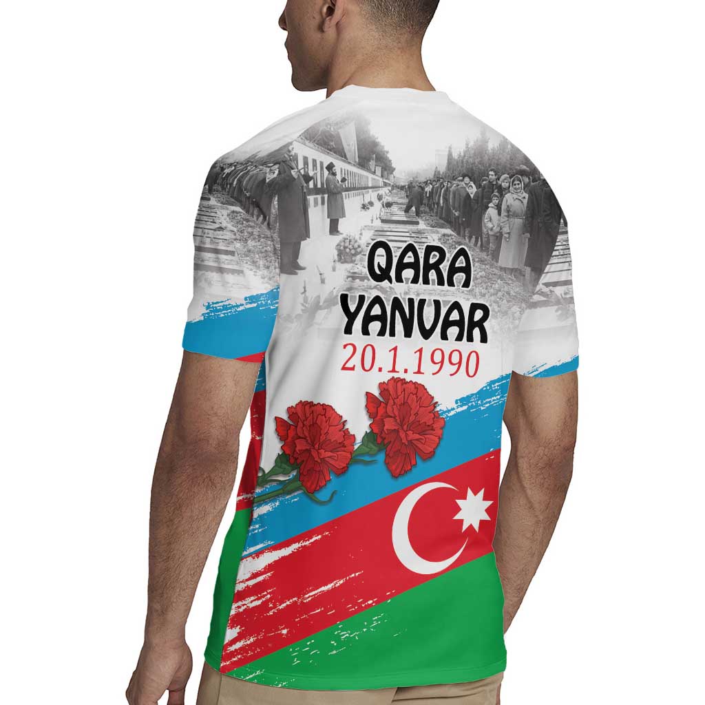 Azerbaijan Qara Yanvar Rugby Jersey with Flag Style - Wonder Print Shop