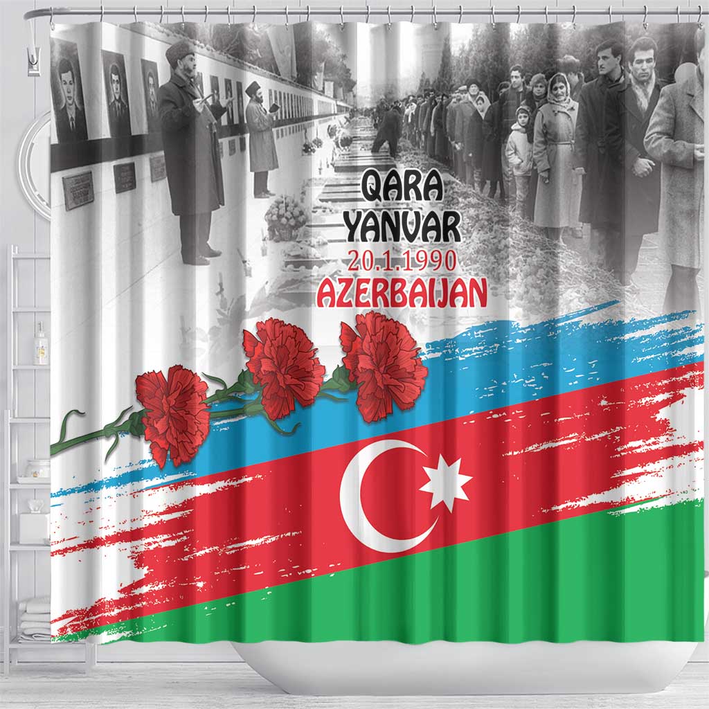 Azerbaijan Qara Yanvar Shower Curtain with Flag Style