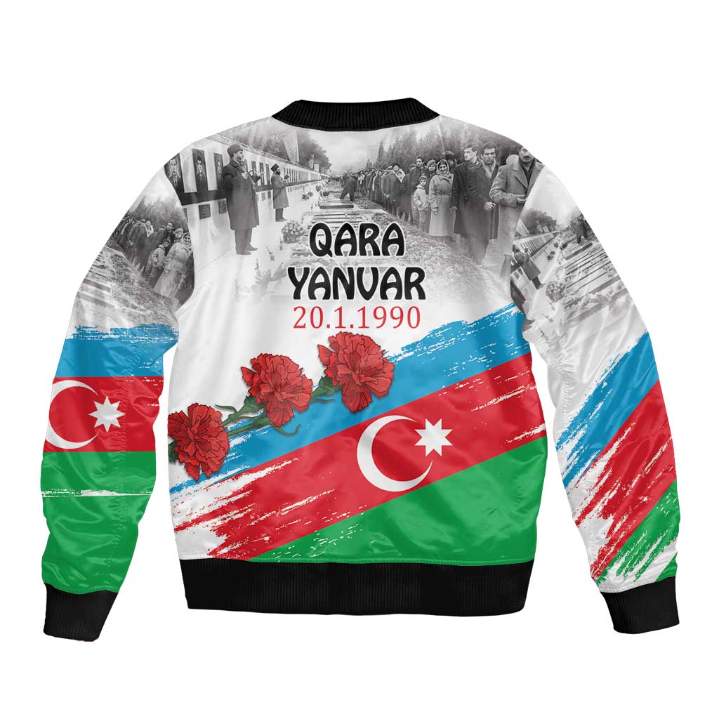 Azerbaijan Qara Yanvar Sleeve Zip Bomber Jacket with Flag Style - Wonder Print Shop