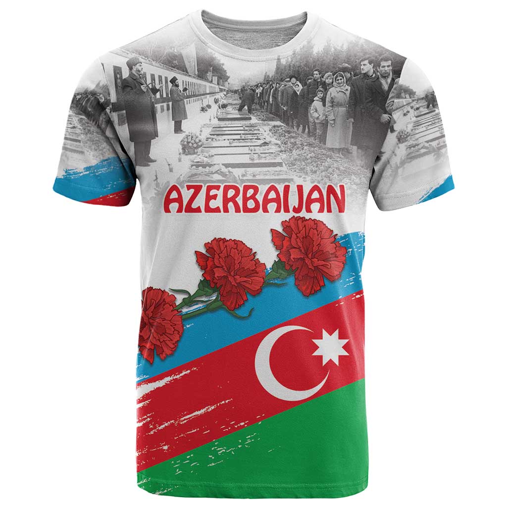Azerbaijan Qara Yanvar T Shirt with Flag Style - Wonder Print Shop
