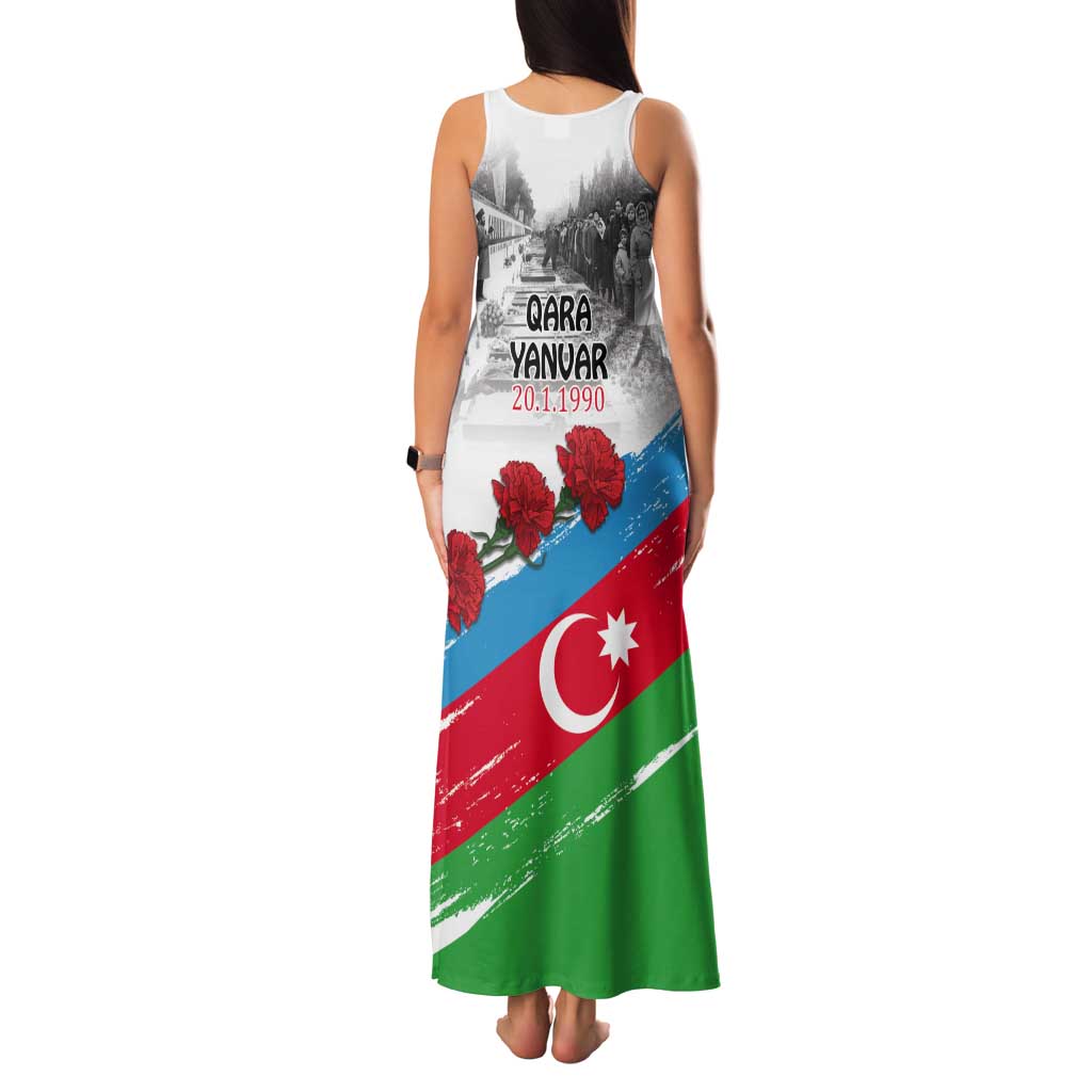 Azerbaijan Qara Yanvar Tank Maxi Dress with Flag Style - Wonder Print Shop