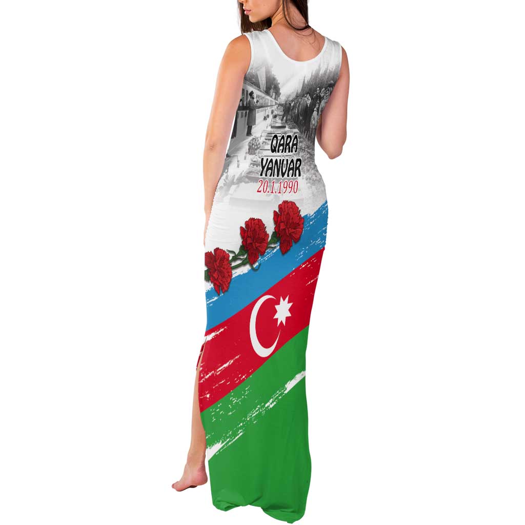 Azerbaijan Qara Yanvar Tank Maxi Dress with Flag Style - Wonder Print Shop
