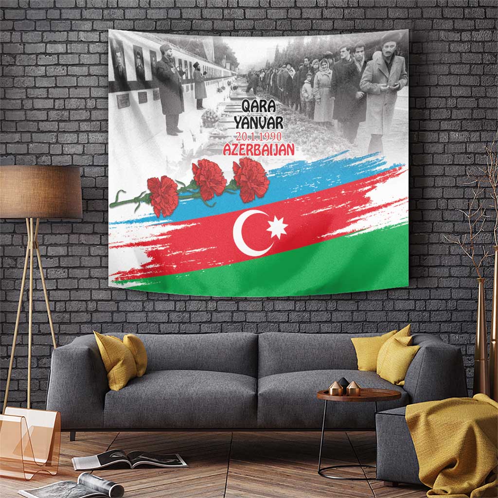 Azerbaijan Qara Yanvar Tapestry with Flag Style - Wonder Print Shop