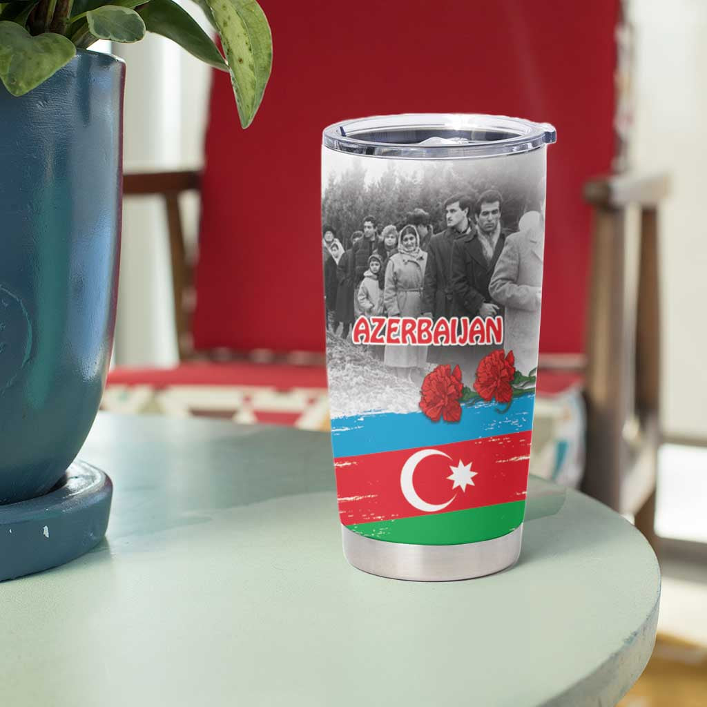 Azerbaijan Qara Yanvar Tumbler Cup with Flag Style - Wonder Print Shop