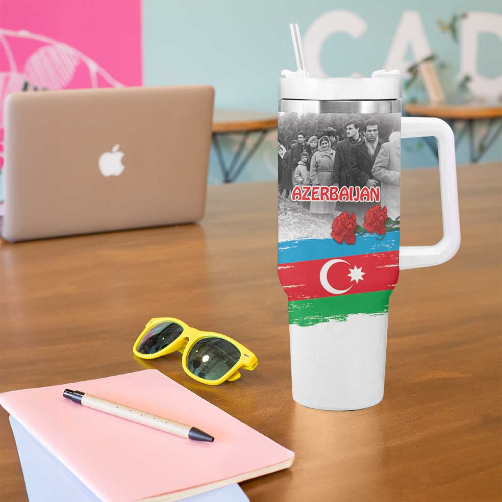 Azerbaijan Qara Yanvar Tumbler With Handle with Flag Style - Wonder Print Shop