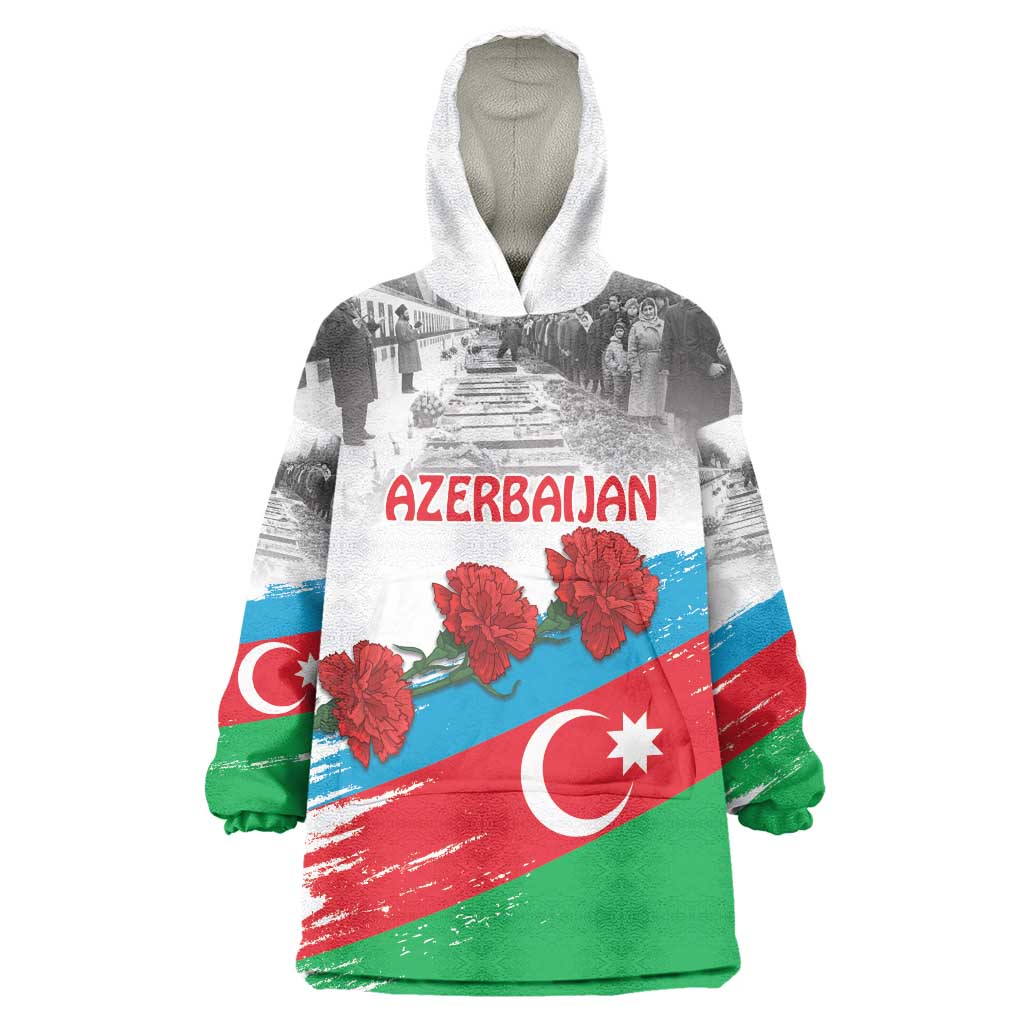 Azerbaijan Qara Yanvar Wearable Blanket Hoodie with Flag Style - Wonder Print Shop