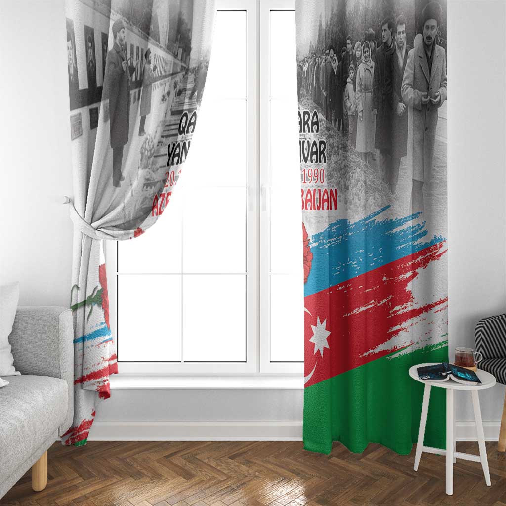Azerbaijan Qara Yanvar Window Curtain with Flag Style - Wonder Print Shop