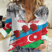 Azerbaijan Qara Yanvar Women Casual Shirt with Flag Style - Wonder Print Shop