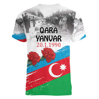 Azerbaijan Qara Yanvar Women V-Neck T-Shirt with Flag Style - Wonder Print Shop