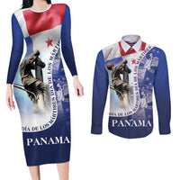 Panama Dia de los Martires Couples Matching Long Sleeve Bodycon Dress and Long Sleeve Button Shirt Panama Martyrs' Day Raises Flag LT9 - Wonder Print Shop