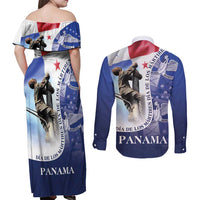 Panama Dia de los Martires Couples Matching Off Shoulder Maxi Dress and Long Sleeve Button Shirt Panama Martyrs' Day Raises Flag LT9 - Wonder Print Shop