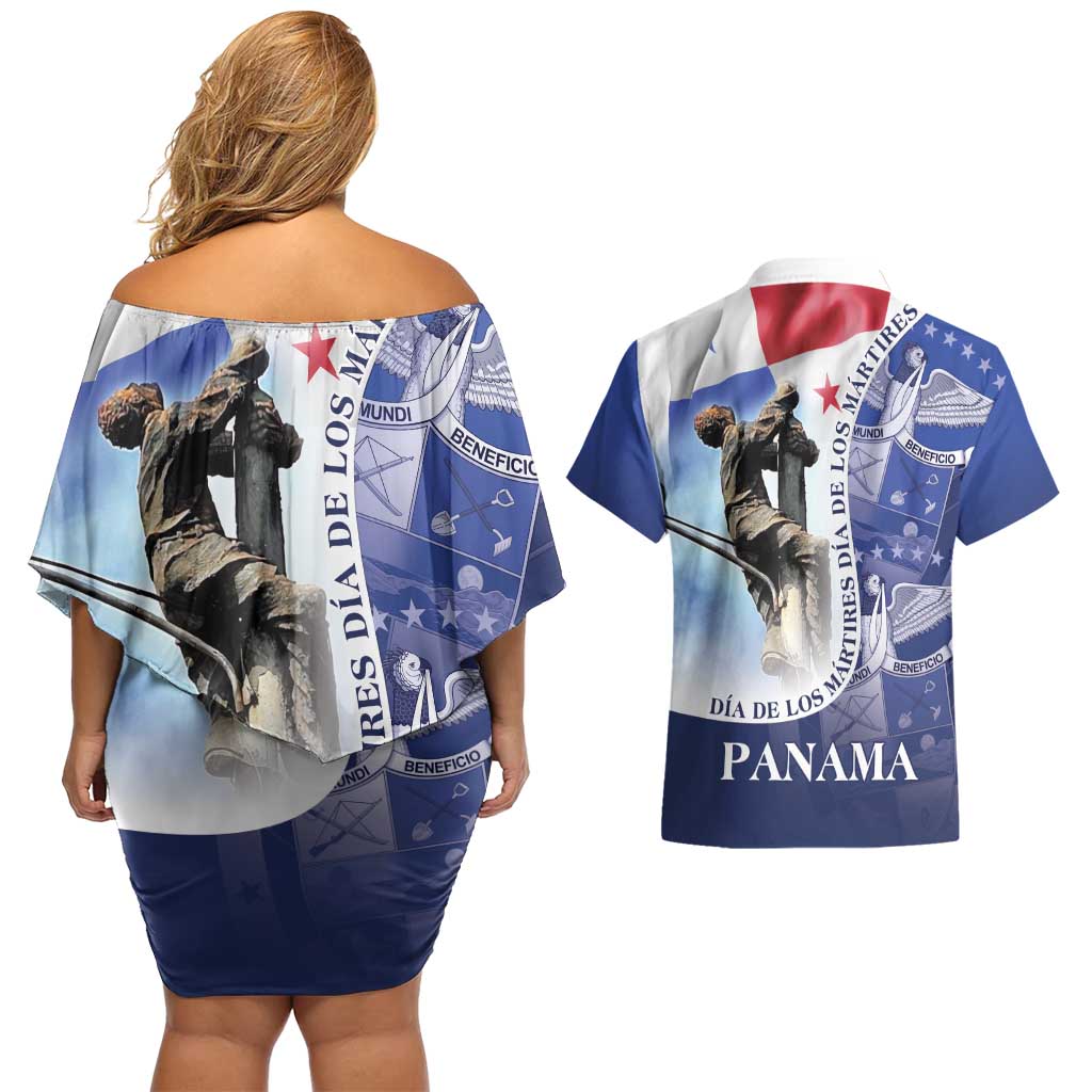 Panama Dia de los Martires Couples Matching Off Shoulder Short Dress and Hawaiian Shirt Panama Martyrs' Day Raises Flag LT9 - Wonder Print Shop