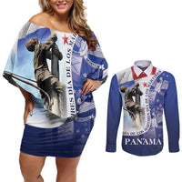 Panama Dia de los Martires Couples Matching Off Shoulder Short Dress and Long Sleeve Button Shirt Panama Martyrs' Day Raises Flag LT9 - Wonder Print Shop