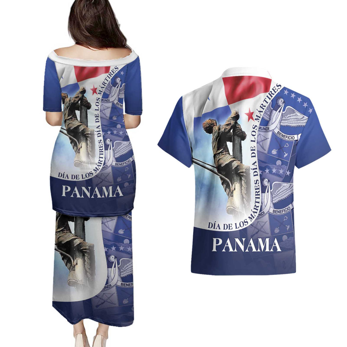 Panama Dia de los Martires Couples Matching Puletasi and Hawaiian Shirt Panama Martyrs' Day Raises Flag LT9 - Wonder Print Shop